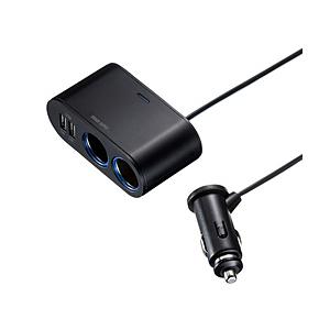 SANWA SUPPLY(サンワサプライ) USBチャージャー付2連ソケット（2ポート・4.8A） ...