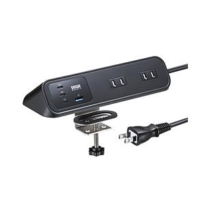 SANWA SUPPLY(サンワサプライ) タップ クランプ固定式 (AC4個口＋USB-C×3＋U...