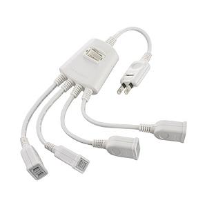 オーム電機 電源分配コード 4個口 集中スイッチ付   HS-TP4C10V3-W ［0.21m /...