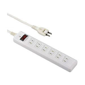 オーム電機 発煙ガードスイッチ付タップ 6個口 2m HS-T62HJ3-W [2m]