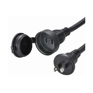 オーム電機 防雨型 フタ付作業用延長コード 5m HS-EW1050F3-K ブラック