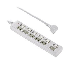 オーム電機 発煙ガード節電タップ 雷ガード 6個口 2m  ホワイト HS-T62HL3-W ［2....
