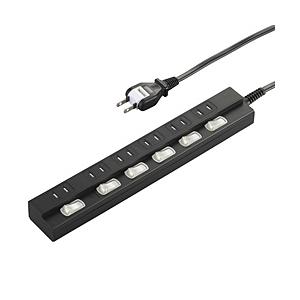 オーム電機 節電タップ 黒 HSBK-TPK62-K ［2.0m /6個口 /スイッチ付き（個別）］...