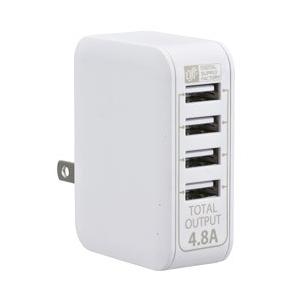オーム電機 ACアダプター USB電源タップ 4ポート MAV-AU48-W