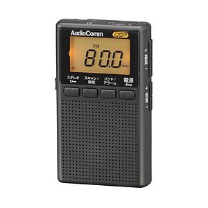 オーム電機 イヤホン巻取り液晶ポケットラジオ AudioComm ブラック RAD-P209S-K ...