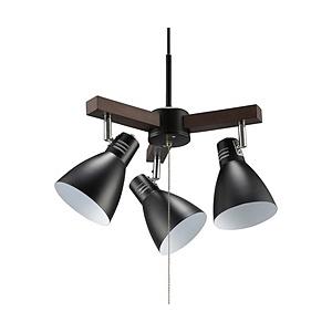 オーム電機 3灯ペンダントライト LT-YN30AW-K ブラック