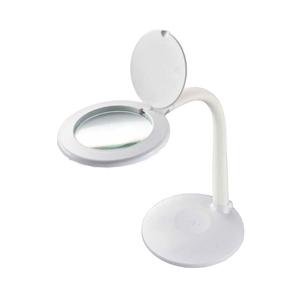 オーム電機 L-ZOOM ルーペ付スタンドライト  ホワイト DS-L24ZS-W ［LED /昼白...