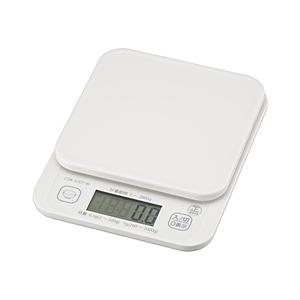 オーム電機 クッキングスケール 2KG計 ご飯カロリーボタン付き  ホワイト COK-S207-W