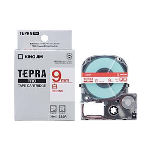 キングジム SS-9R （テプラPROテープカートリッジ  白地赤文字 9mm） 【864】