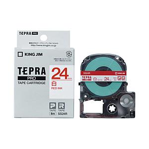 キングジム SS-24R （テプラPROテープカートリッジ  白地赤文字 24mm） 【864】