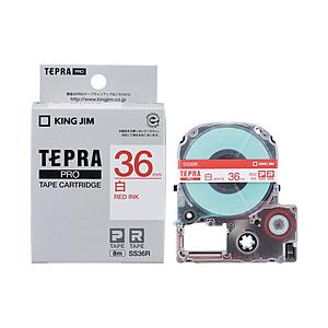 キングジム 白ラベルテープ 「テプラPRO」（白テープ/赤文字/36mm） SS36R