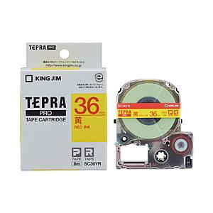 キングジム カラーラベルテープ 「テプラPRO」（黄色テープ/赤文字/36mm幅） SC36YR