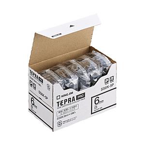 キングジム 白ラベルテープ 「テプラPRO」（白テープ/黒文字/6mm幅・5個パック） SS6K-5...