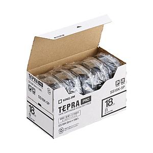 キングジム 白ラベルテープ 「テプラPRO」（白テープ/黒文字/18mm幅・5個パック）　SS18K...