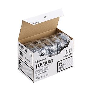 キングジム 透明ラベルテープ 「テプラPRO」（透明テープ/黒文字/6mm幅・5個パック）　ST6K...