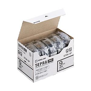 キングジム 透明ラベルテープ 「テプラPRO」（透明テープ/黒文字/9mm幅・5個パック）　ST9K...