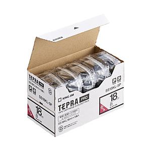 キングジム SS18KL-5P （テプラPRO テープカートリッジ/白ラベル/黒文字/18mm/5本...