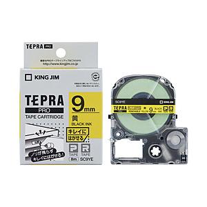 キングジム SC9YE（テプラPRO テープカートリッジ/キレイにはがせるラベル/黄ラベル/黒文字/...