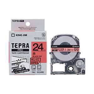 キングジム テプラ きれいにはがせるラベルテープ （赤テープ／黒文字／24mm幅） SC24RE