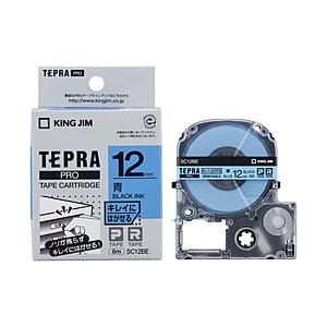 キングジム テプラ きれいにはがせるラベルテープ （青テープ／黒文字／12mm幅） SC12BE