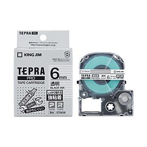 キングジム テプラ　強粘着ラベル （透明テープ／黒文字／6mm幅） ST6KW