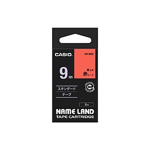 CASIO(カシオ) XR-9RD （ネームランド/スタンダードテープ/9mm幅/8m/赤テープ/黒...