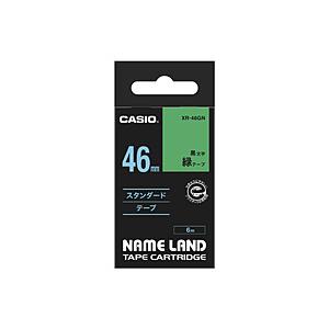 CASIO(カシオ) XR-46GN (ネームランド/スタンダードテープ/46mm幅/緑テープ/黒文...