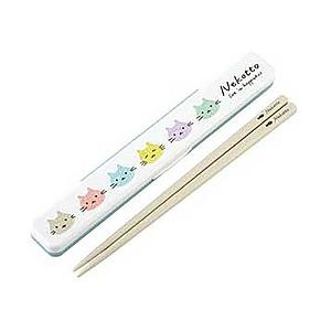 スケーター 抗菌 音の鳴らない箸・箸箱セット ねこっと カラフル   ABC3AG