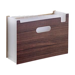 セキセイ WOODS STYLE ドキュメントスタンド A4 ヨコ 12仕切り13ポケット  ダーク...