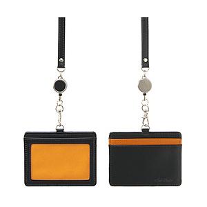 セキセイ BP-5703 リール付き IDカードホルダー  ブラックオレンジ