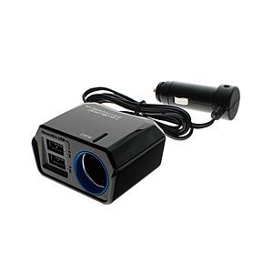 ヤック リバーシブル2USBポート計4.8A+1ソケット 1Mソケット   PZ-789