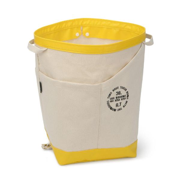 タテ型トートバッグ ルー・ガービッジ コットンキャンバス(ナチュラル×イエロー/φ38×H48cm、...