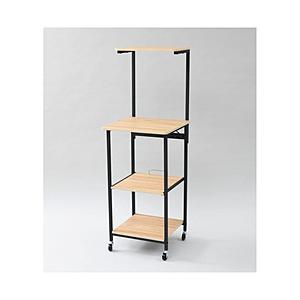 ヤマゼン 2口コンセント付き デザインレンジラック 棚付き   ERB-4847-OAK/SBK