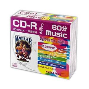 磁気研究所 CD-R音楽用 80分 32倍速対応 10枚 5mmSlimケース入りホワイトワイドプリ...