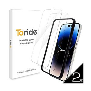 TORIDE Toride ホコリが入らない iPhone14 Pro用 ガラスフィルム 2枚入り ...