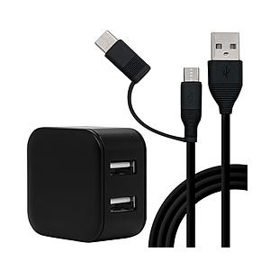 ラスタバナナ AC充電器 USB A*2ポート 2.4A(A to microBケーブル1.5m+T...
