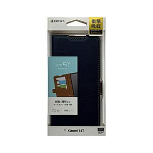 ラスタバナナ Xiaomi 14T 薄型手帳サイドマグネットケース 衝撃吸収 ネイビー×ブラウン ラ...