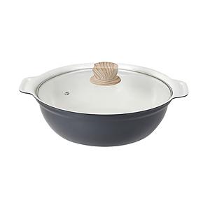 ベストコ 卓上鍋 両手鍋 26cm IH ガス火対応 ガラス蓋付 セラミック ビストロ・セラミック ...