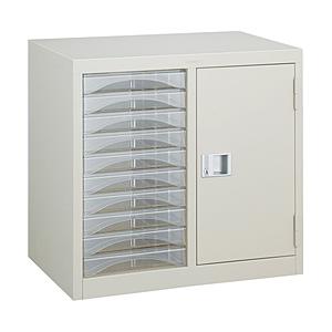 トラスコ中山 レターケース A4型・扉棚付コンビ 浅型引出し10個 A4S210K