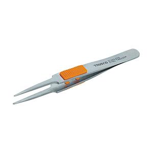 トラスコ中山 ラバーグリップ付ステンレスピンセット 120mm 先丸型 TSP211