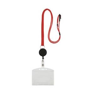 トラスコ中山 TRUSCO　ストラップ付リールクリップ名札　ハード　2枚収納　赤　TNH-H-R