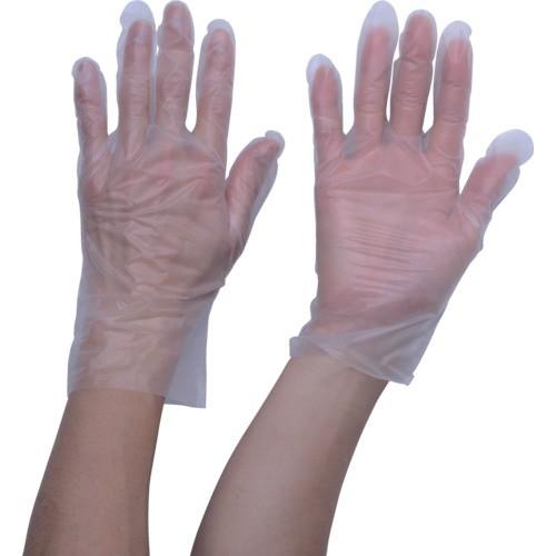 トラスコ中山 ポリエチレン 使い捨て手袋 ウェーブカットタイプ Sサイズ 100枚  半透明 TGC...