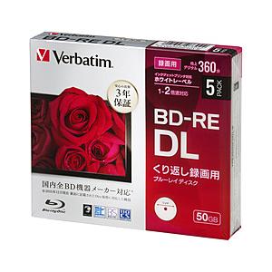 VERBATIMJAPAN 録画用 BD-RE DL 1-2倍速 50GB 5枚【5mmスリムケース...