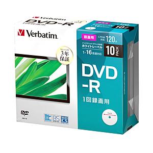 VERBATIMJAPAN 録画用 DVD-R 1-16倍速 4.7GB 10枚【5mmスリムケース / インクジェットプリンタ対応】 VHR12JP10D1-B｜y-sofmap