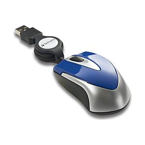 VERBATIMJAPAN 有線光学式マウス ［USB］ （巻き取り式・70cm・3ボタン・ブルー）...