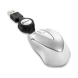 VERBATIMJAPAN 有線光学式マウス ［USB］ （巻き取り式・70cm・3ボタン・ホワイト...