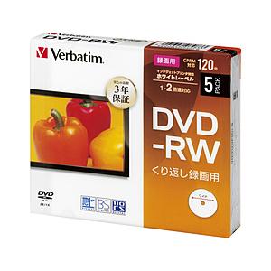 VERBATIMJAPAN VHW12NP5D1-B　録画用DVD-RW [5枚 /4.7GB /インクジェットプリンター対応] 【ビックカメラグループオリジナル】｜y-sofmap