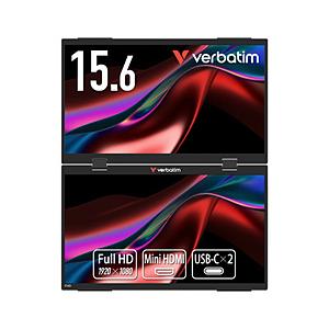 VERBATIMJAPAN USB-C接続 2画面モバイルモニター  ブラック PMD15V1 ［1...