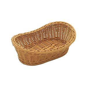 萬洋 樹脂バスケット 舟型 26cm ナチュラル(茶) ＜WBS2102＞ 【852】