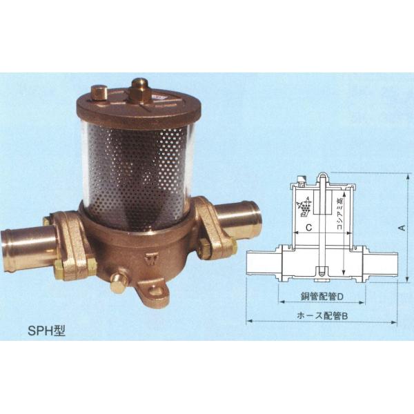 海水こし器 32SPH ホース内径32mm用 １1/4インチ 単式 フランジ型ホース用 エンジン内の...